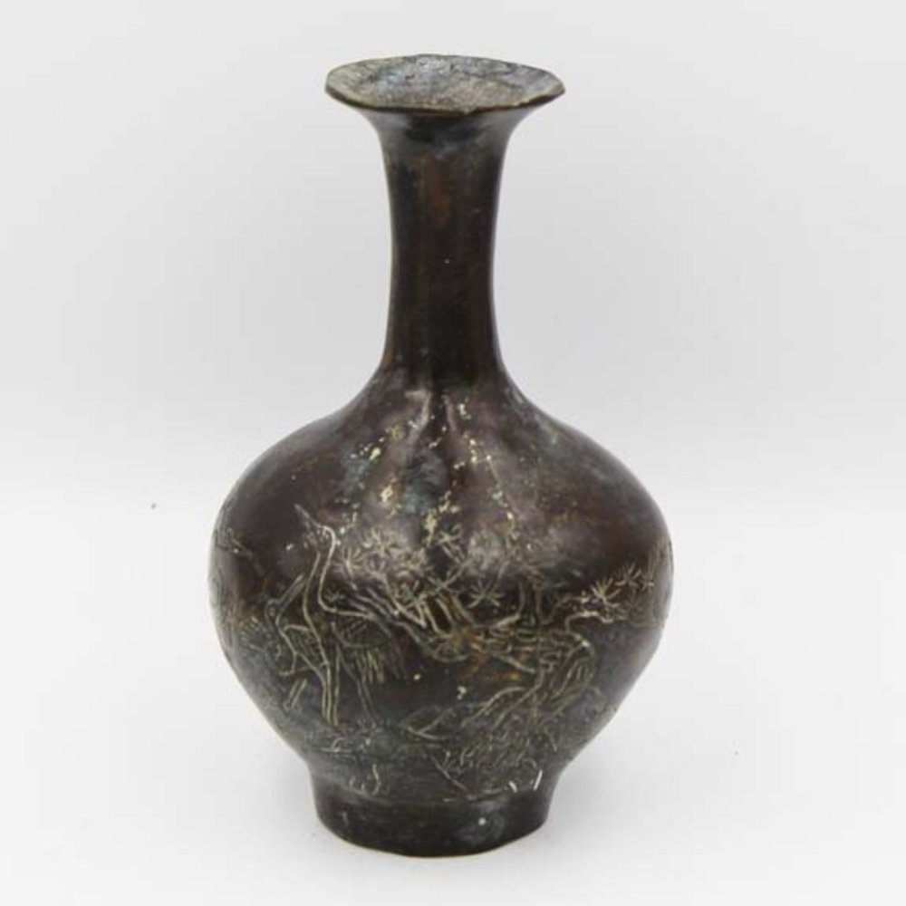Chinese Copper Cranes Vase